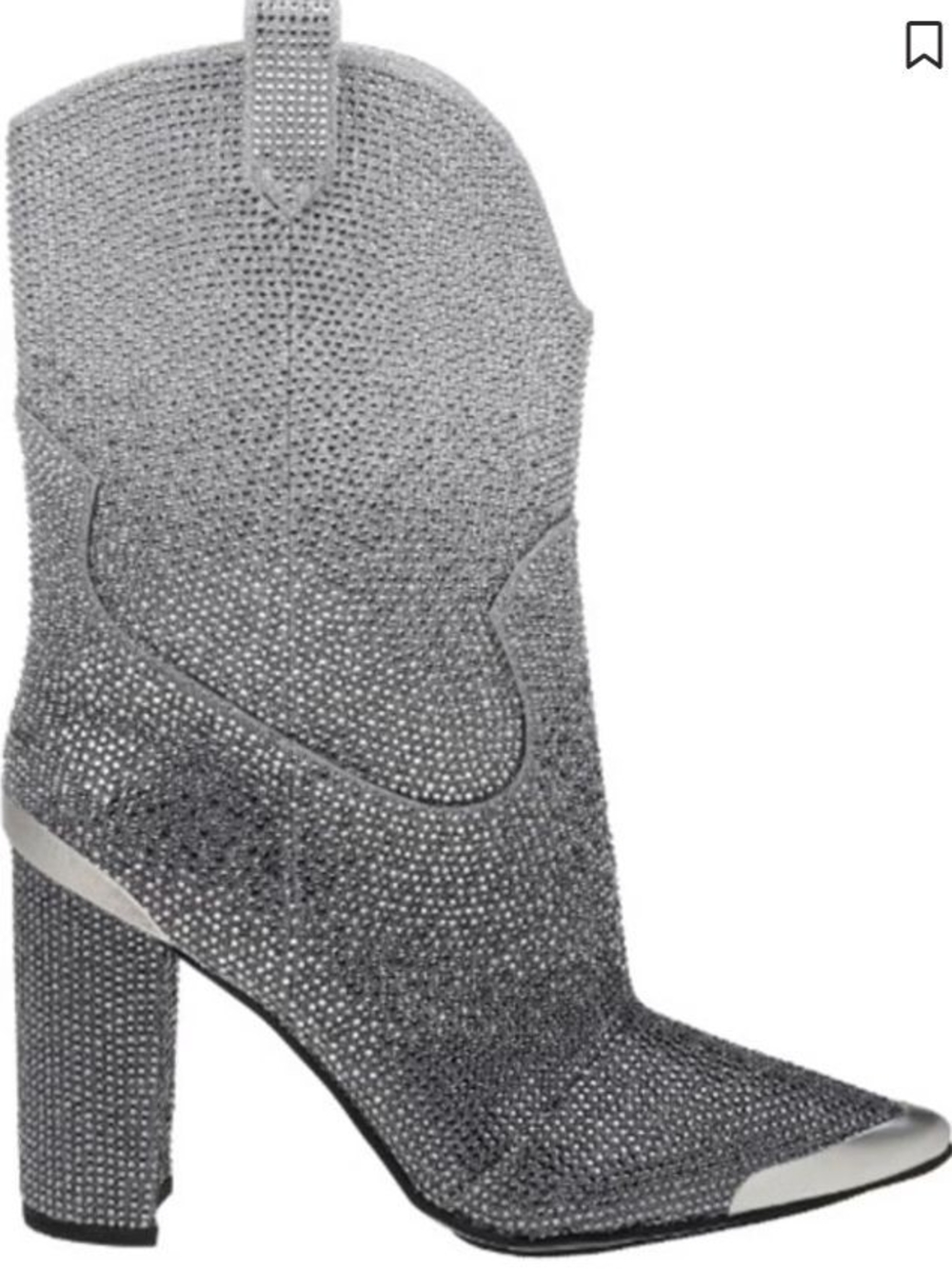 Daniel X Diamond Silver High-Heel Embellished Western Bootie - Women's